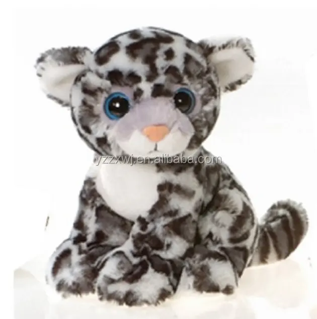 9 "sentado leopardo da neve com olhos grandes pelúcia brinquedo animal recheado macio leopardo brinquedos de pelúcia animal selvagem brinquedo leopardo