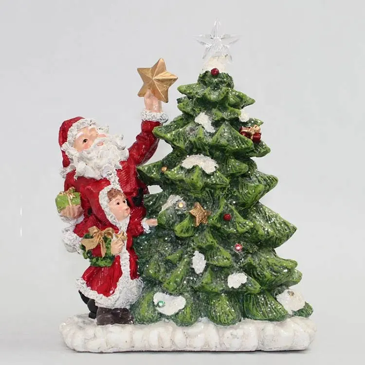 Christmas Poly santa/snowman with led light christmas tree decoration