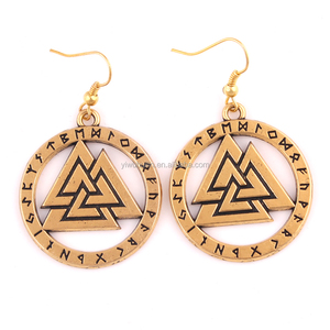 Fashion Golden and Sliver Valknut Odin 's Symbol of <strong>Norse</strong> Viking Pendant From Earrings - Product Image 6