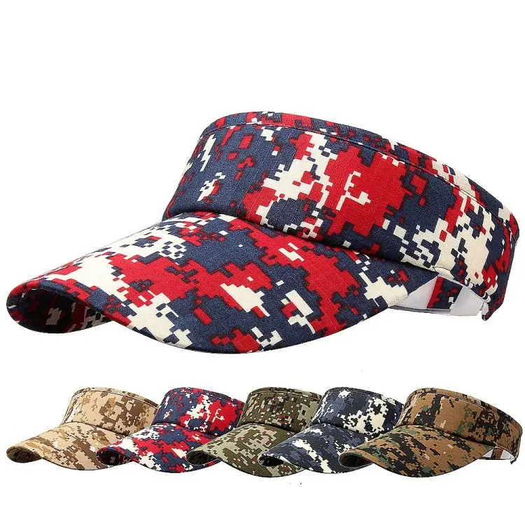 Visera de camuflaje Digital roja con logotipo personalizado, gorra de Sol de espuma ajustable, visera, sombrero