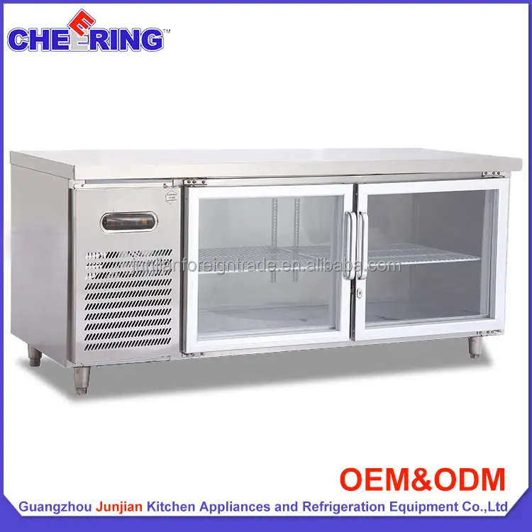 332L Commercial display pizza bench cooler with double door