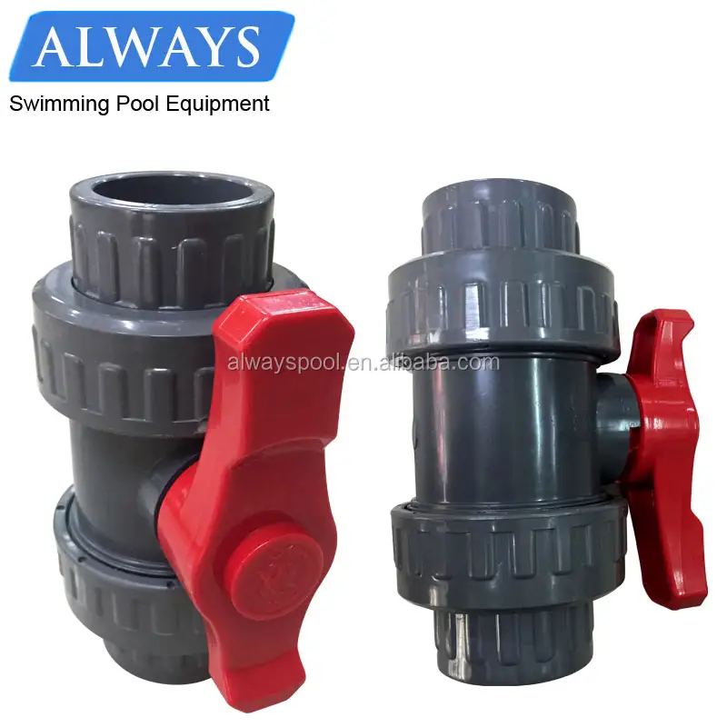 PVC single and double Union Ball Valves 1.5 2 3 4 5 6 Inch Plastic Water Valve for swimming pool