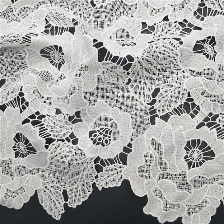 100%  Polyester Chemical Lace Heavy Embroidery Fabric
