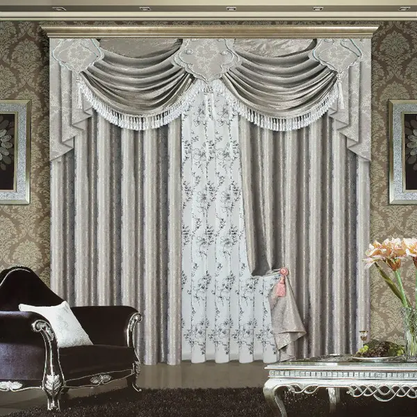 Jacquard de luxe en gros fenêtre rideau cantonnière