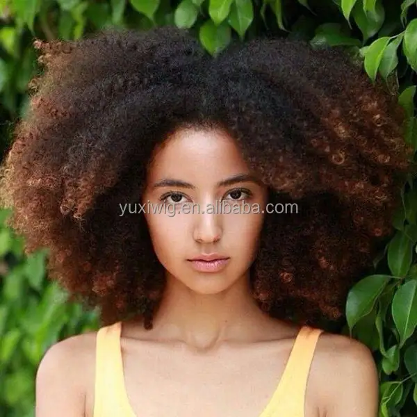 Afro pelo estilo 100g rizado virginal extensiones de cabello humano la cabeza de la trama