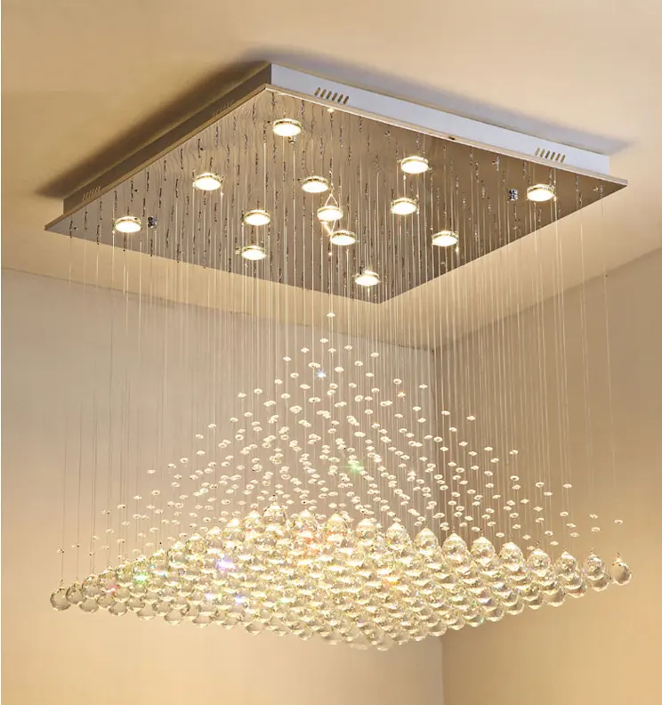 HA CONDOTTO LA luce di soffitto di cristallo quadrato di alta lampadari a soffitto di goccia luci per la sala da pranzo ETL82027