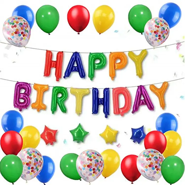 Balão de arco-íris, cor, feliz aniversário, conjunto de 40 polegadas, bebê, número azul, 1 balão de folha para menino, decoração do primeiro aniversário