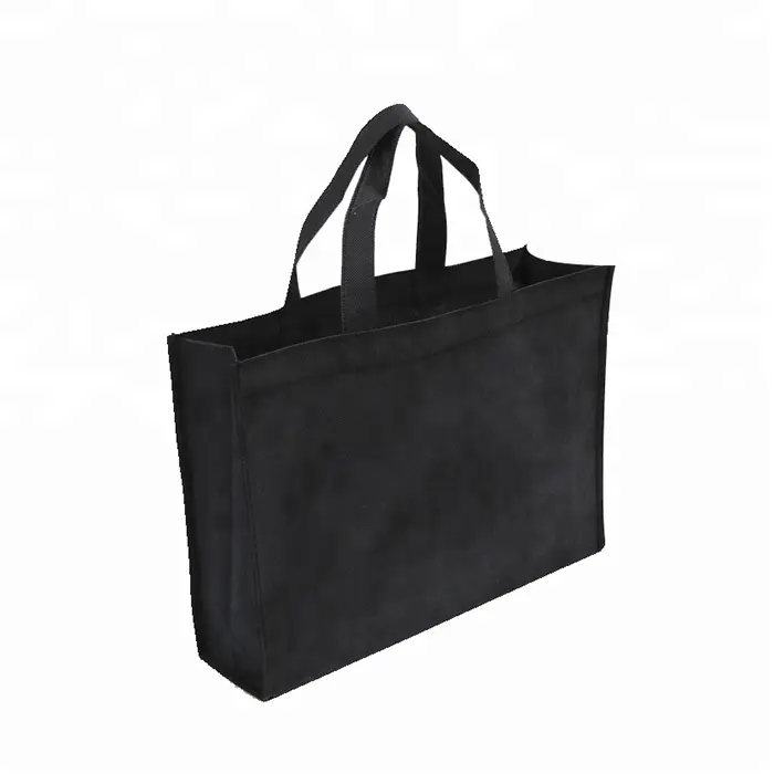 Hot sale accept custom logo plain black non woven fabric shopping bag