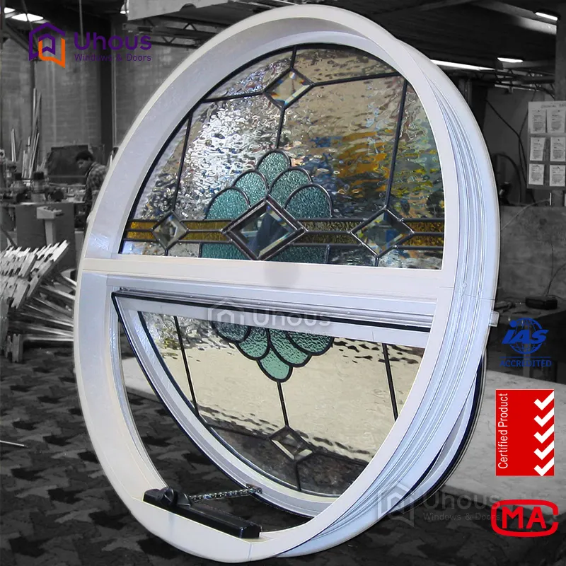 Diseño de ventana redonda personalizada ventanas de ciclo a prueba de huracanes ventanas redondas de vidrio de aluminio