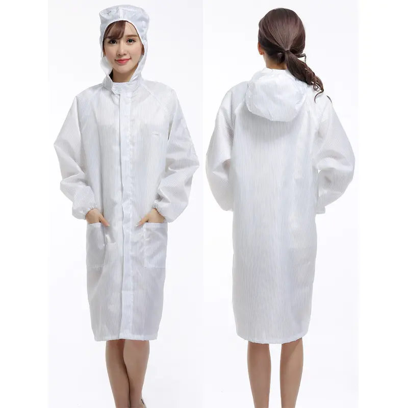 الاستاتيكيه الملابس معطف للمختبر ESD سموك مع هود للعمال
