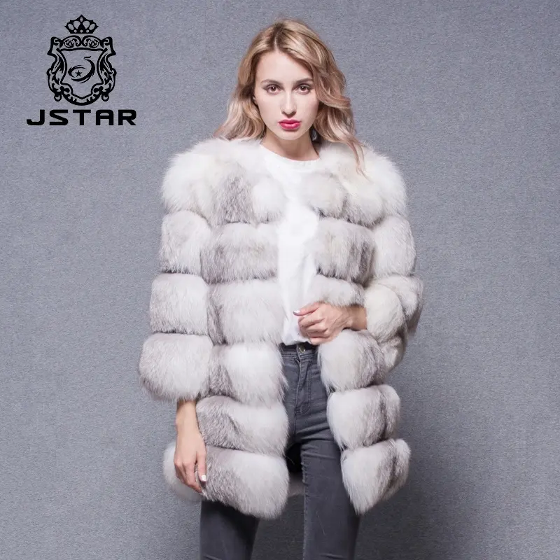 Fábrica Atacado Mais Recente Quente Fuzzy Fox Fur Coats Inverno Real Fox Fur Coat Jacket para As Mulheres