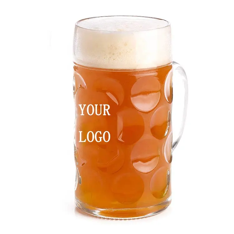 Custom Beer Mug Oktoberfest Style Dimpled Plastic 0.5L Beer Stein for Beer Gardens and Parties