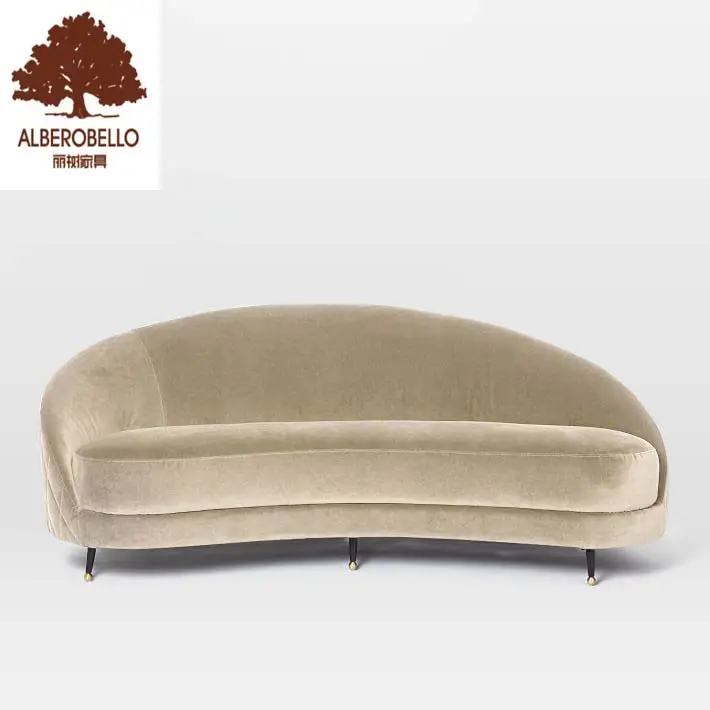 modern wooden design sofa with fabric 3 seater solid oak wooden curved sectional round shape fabric sofa