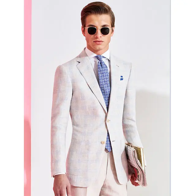 Blazer de lino para hombre, traje a medida, estilo italiano formal, 100%