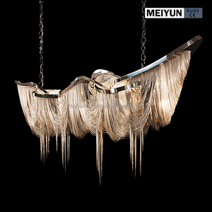 Modern Minimalist Living Room Aluminum Chandeliers Tassels Villa <strong>Penthouse</strong> Stairs Chandelier