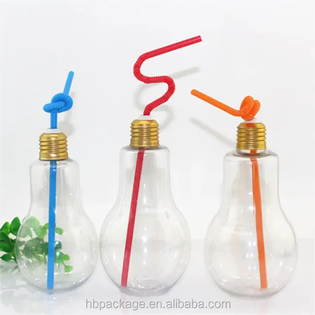 PET plastic Bulb bottles for juice packing grade 300ml 500ml led juice beverage plastic light bulb bottle