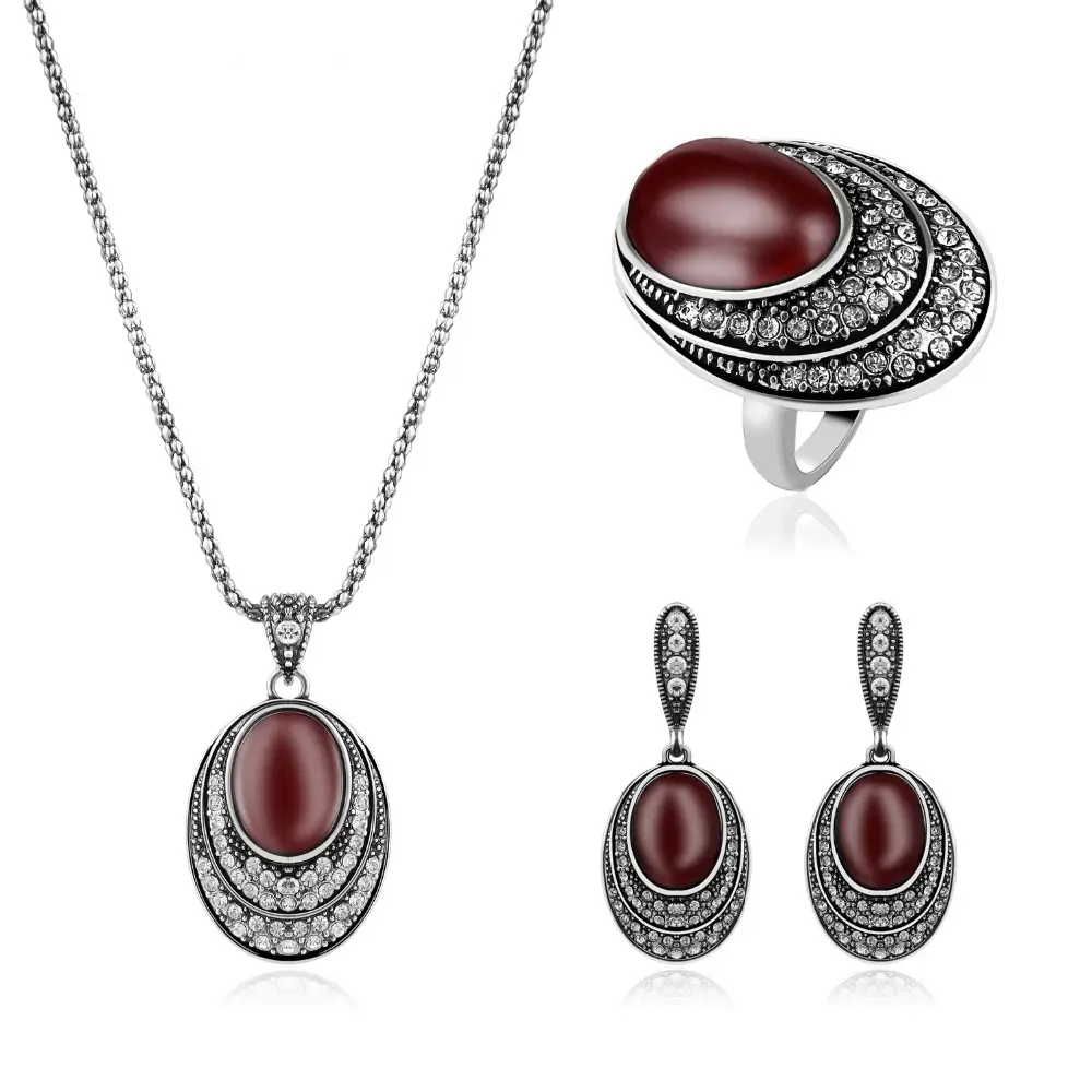Conjunto de joias paquistanesas, joias elegantes de prata, conjunto de joias da tailândia