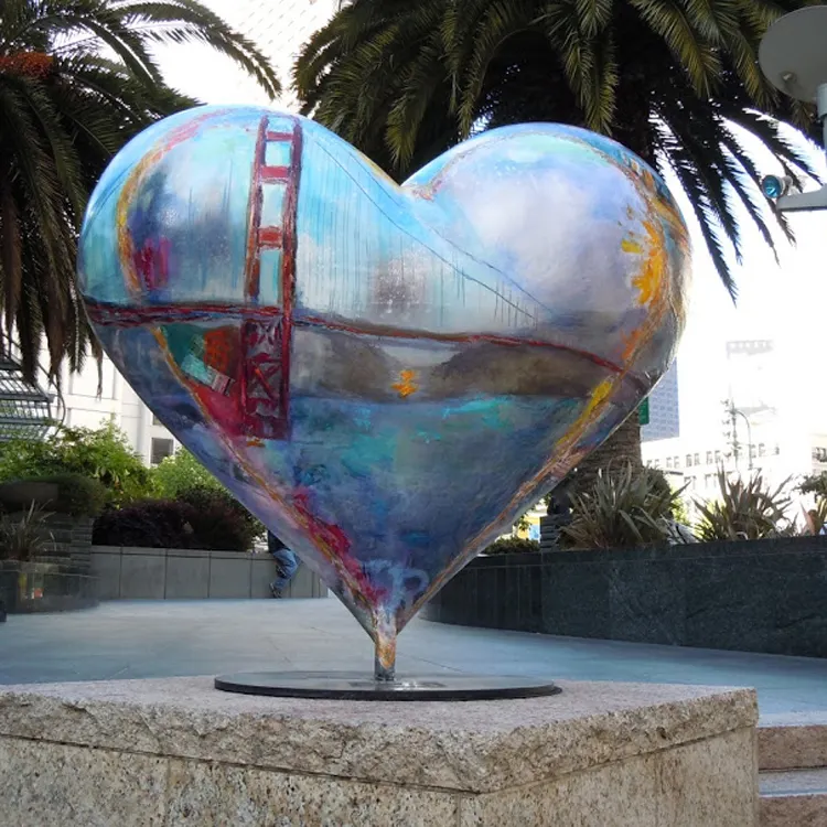 Park Decoration Classic San Francisco Professional Manufacturer FIberglass Heart Sculpture For Sale