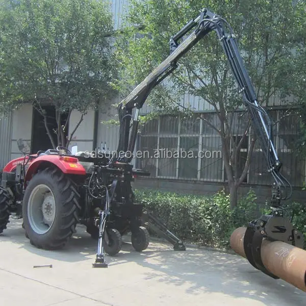 Support de tracteur de forêt hydraulique, grue télescopique alimenté par moteur diesel, essence et tracteur hydraulique