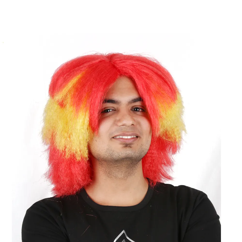 fashion hotselling multi color cheap synthetic men football sports fan wigs