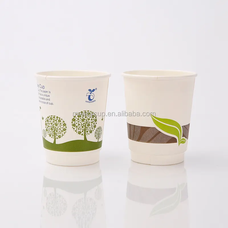 100% Compostable design PLA bio coated disposable paper cups