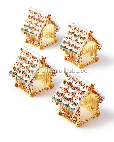 Servilleteros de Navidad de torre de oro de Metal con chapado de colores para Decoración de mesa