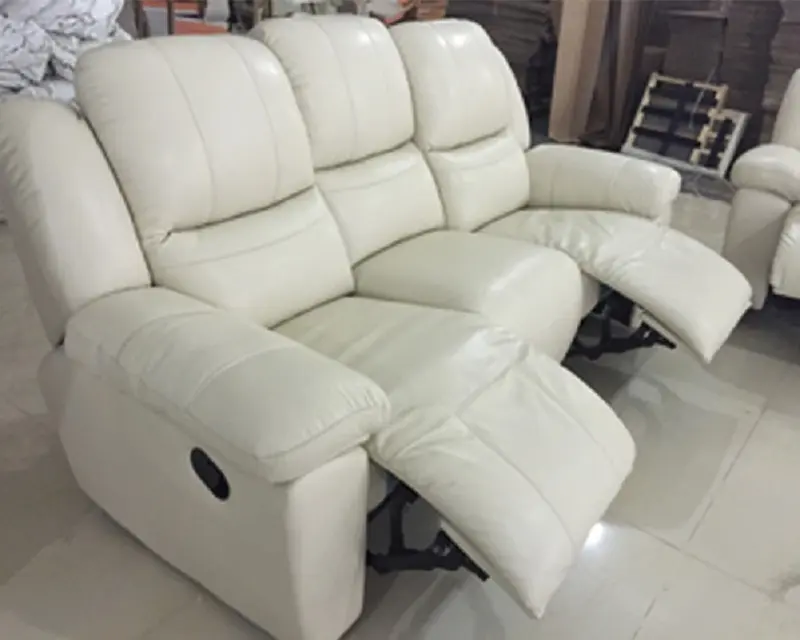 Muebles para el hogar de cuero de grano superior italiano blanco de lujo sofá reclinable de cuero