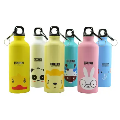 Animal Design Printing Promotion Gifts Wholesale Aluminum Water Bottle With Carabiner