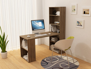 Mesa de estudio con diseño de estantería, mesa de ordenador de madera moderna para el hogar y la sala de estar - Product Image 4