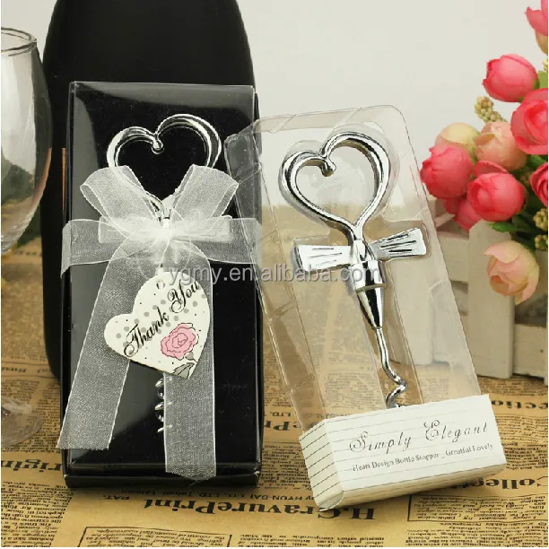 wedding favor--Tuxedo Heart Corkscrew in Gift Box Ribbon and Tag