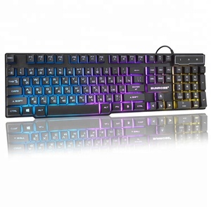 Teclado russo semimécânico para jogos, teclado luminescente com multimídia e peças mecânicas