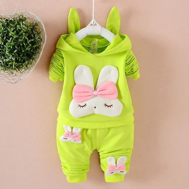 Fashion 3 rabbits 1 year 2pcs autumn kids set newborn baby little girl clothes
