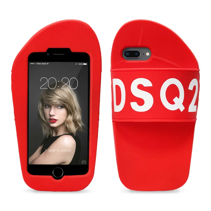 2018 nieuwe 3D slipper ontwerp zachte siliconen case telefoon cover voor iphone