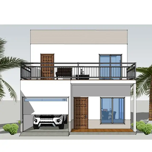 Casa prefabricada con panel de techo y pared sólida de 119mm de grosor, barata, plan de 2 dormitorios, nuevo diseño