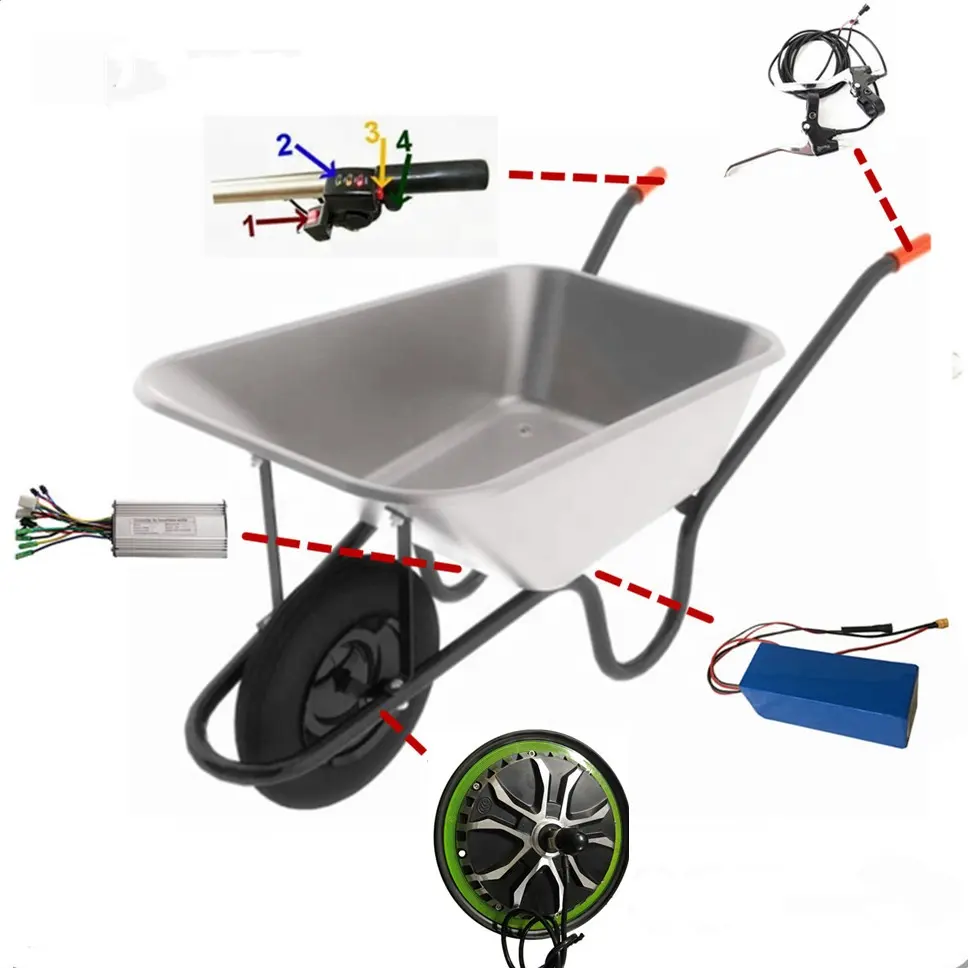 Reverse functie 3-6 km/h elektrische kruiwagen rolstoel conversie kit met 10''x4. 0 band