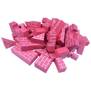 Rojo de espuma EVA bloques de construcción de 68 unids Mason Cadena de espuma con mortero líneas de impresión de formas geométricas papel jugar ladrillos - Product Image 3