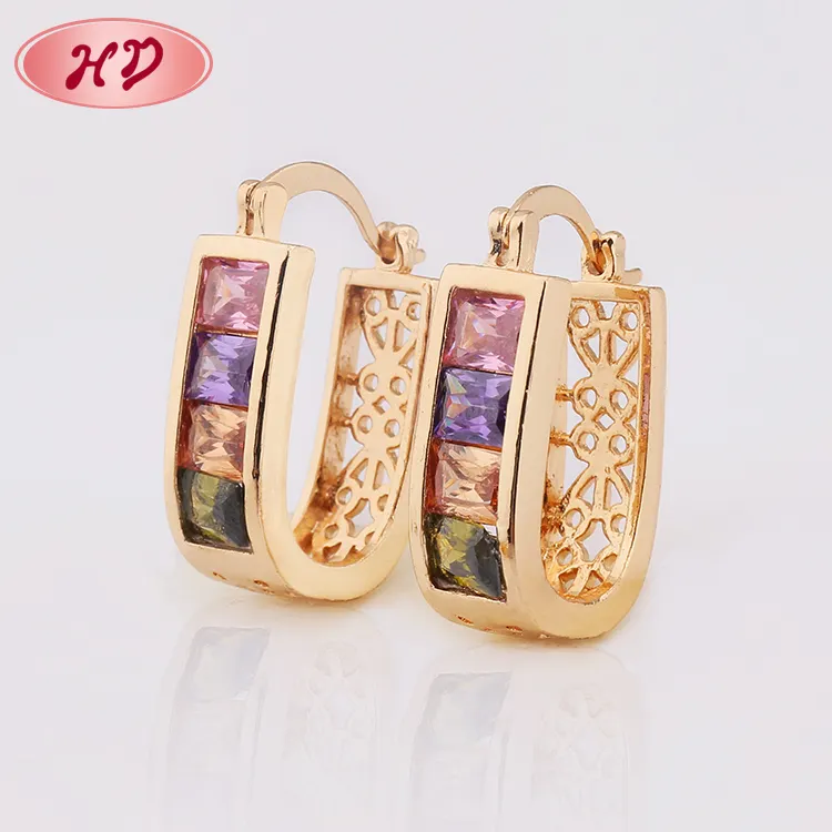 Moda chinesa 18K Gold Filled Gemstone Brinco Jóias Para Lady