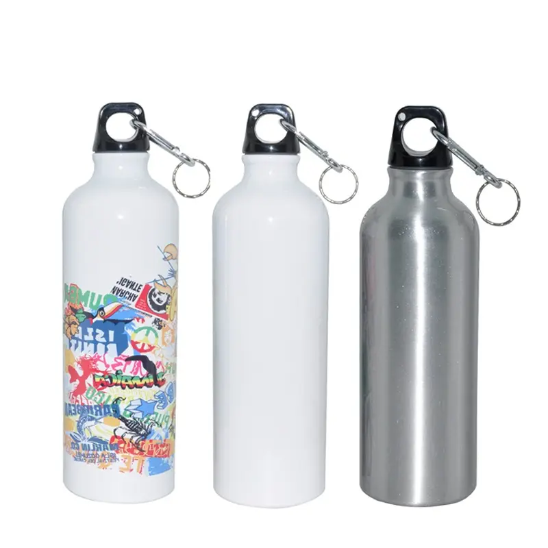 Botella de agua de aluminio para deportes de bicicleta, diseño artístico personalizado, 750ml