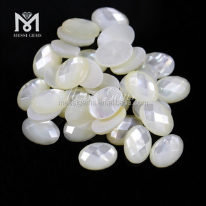 Briolette düz taban Oval 10X14mm anne inci Kabuk