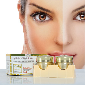 RT Gllutha Kojic beyaz sabah ve gece kremi güçlü beyazlatma parlayan 24K altın cilt beyazlatıcı krem koyu cilt için