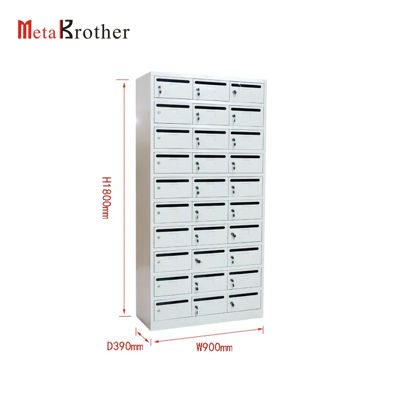 Steel 30 Door Outdoor Mailbox/Apartment Postbox/Metal Office Locking Mailbox For Letters Commercial Mail Box For Sale