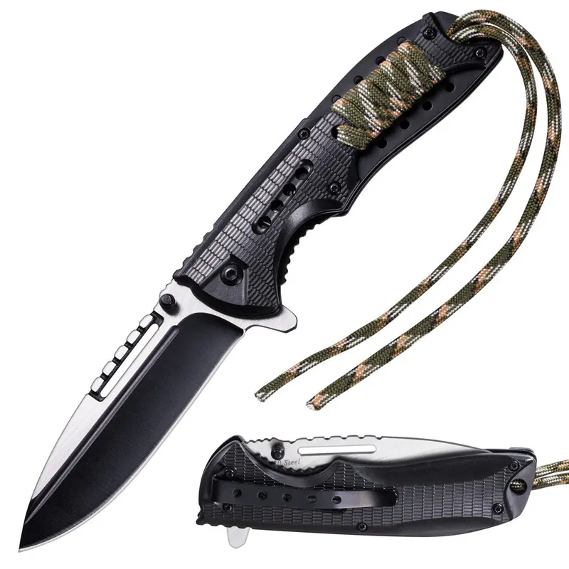 Melhor Outdoor Camping Caça Bushcraft EDC Folding Pocket Knife Tactical Paracord Sobrevivência Folding Knife