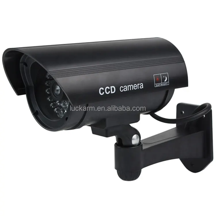 Caméra de vidéosurveillance extérieure CCD noire de sécurité, caméra factice à lumière LED rouge 11A