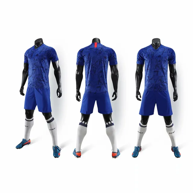 2019 nova Temporada de Futebol Azul Terno Design de Moda Uniforme de Futebol