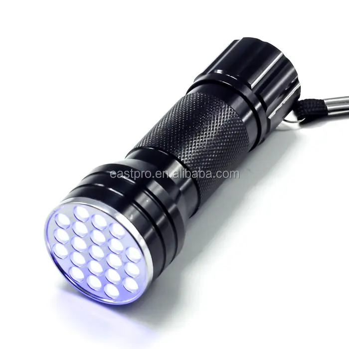 자외선 블랙 라이트 395nM 21 led uv 토치 led 보라색 빛 uv 손전등