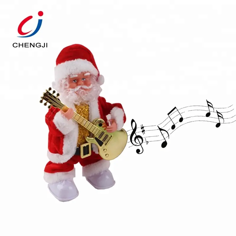 Chengji vendita calda decorazione natalizia chitarra elettrica che suona babbo natale musicale