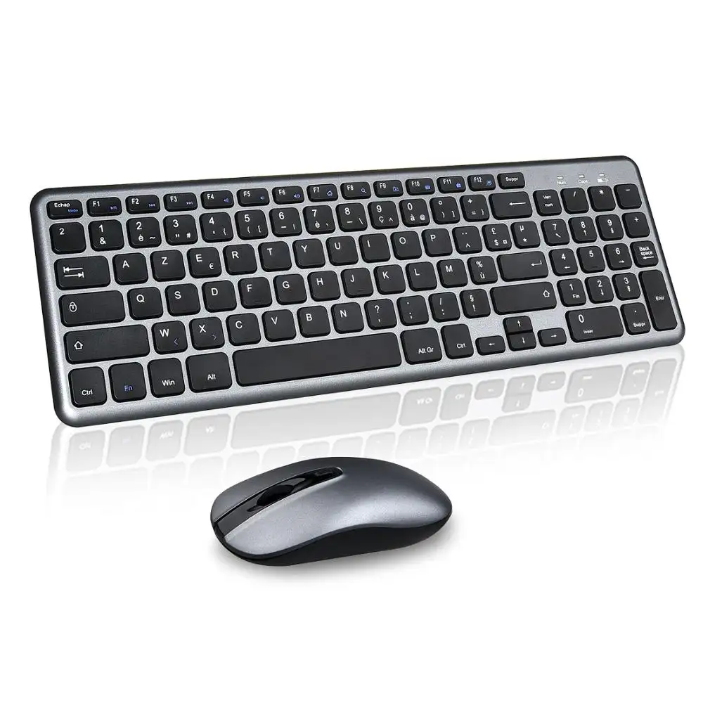 Factory Price Good Quality thin lightweight 2.4Ghz wireless mouse keyboard combo UK ES layout for computer laptop
