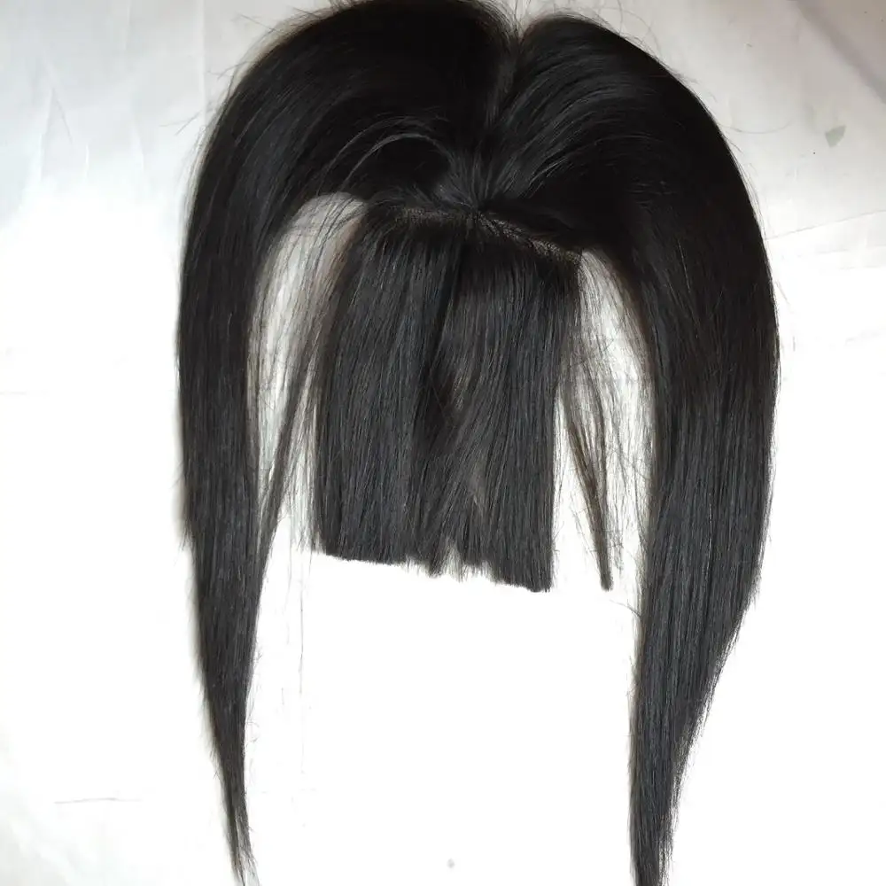 Perruque Lace Closure wig brésilienne — ali queen, cheveux vierges non traités, cheveux naturels lisses, Double Drawn, pouces Kim K, à frange, bouclée