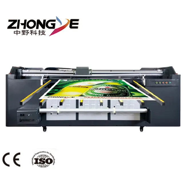 Zhongye multifunción uv led híbrido de 1800mm de 3200mm con Gen5 1024i cabezal de impresión plana y materiales en rollo