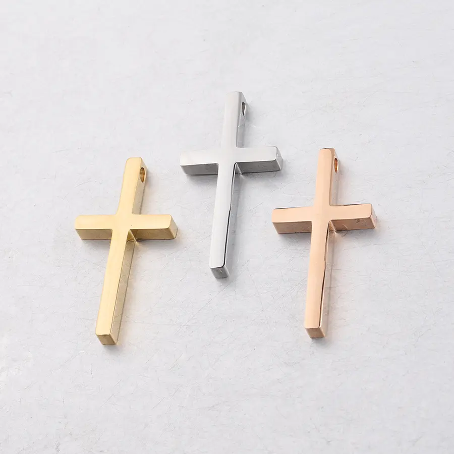 Stainless Steel Mirror Polished Jesus Christ Cross Charms Pendant for DIY Jewelry Making